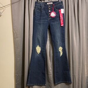 DOLL HOUSE Jackie High Rise Flare Jeans ,Buttons-Fly Distressed 
SIZE 30X33